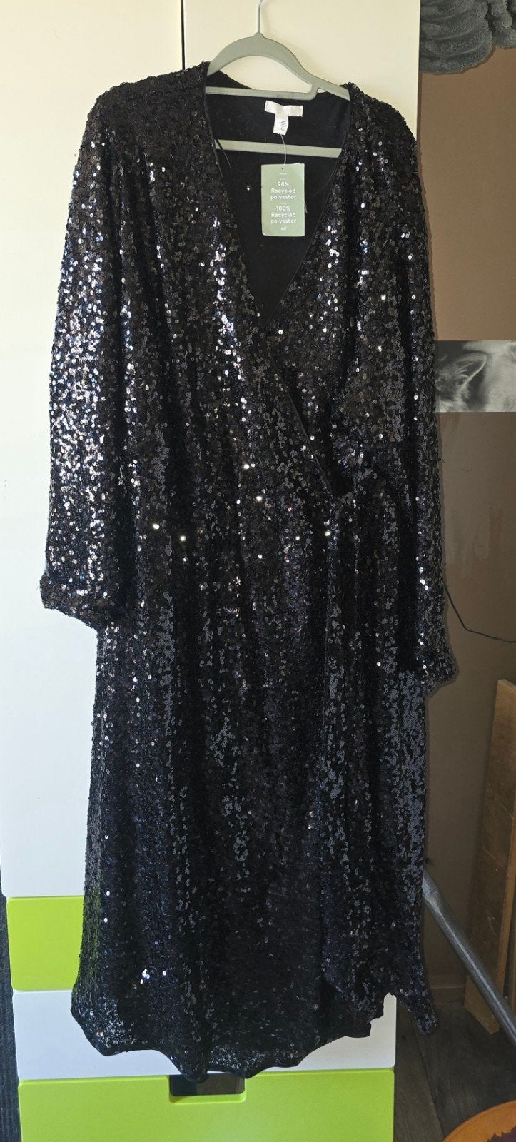 Nieuwe pailletten jurkje 4xl 56/58, Kleding | Dames, Grote Maten, Ophalen, H&M, Nieuw, Jurk