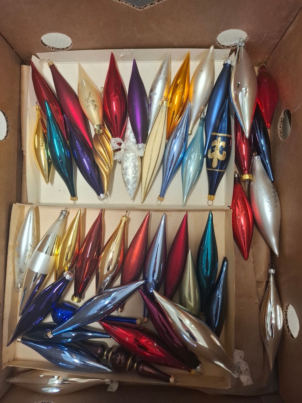 47 vintage glazen bonte kerstballen, Ophalen of Verzenden