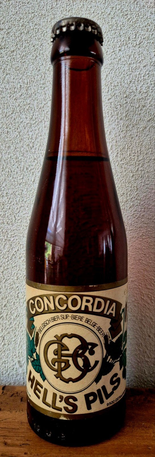 vintage bier fles van Hell's Pils CONCORDIA Geraardsbergen, Verzamelen, Ophalen of Verzenden, Flesje(s), Overige merken