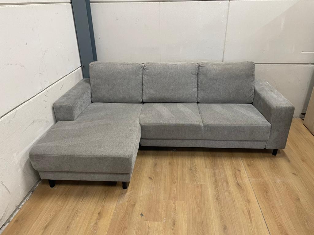 Mooie luxe suede grijze hoekbank - GEREINIGD!!!