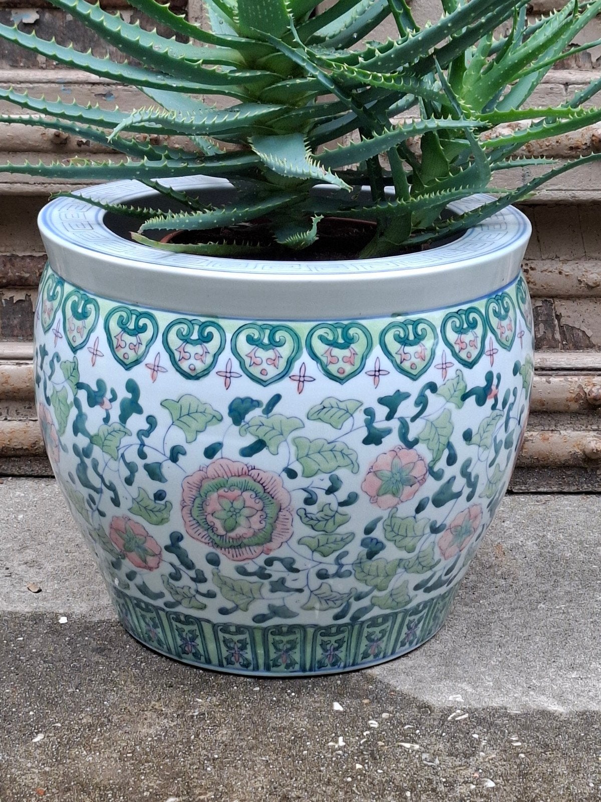 Oude vintage chinese porselein planter plantenbak bloempot, Tuin en Terras, Gebruikt, T, Rond, Ophalen of Verzenden