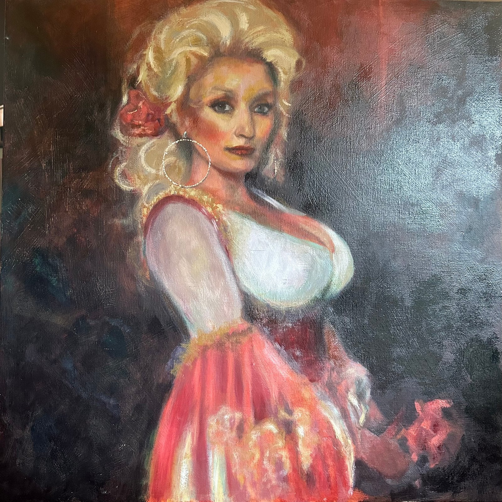 Olieverfschilderij Dolly Parton (Jona Olejniczak) – 70x70, Ophalen of Verzenden
