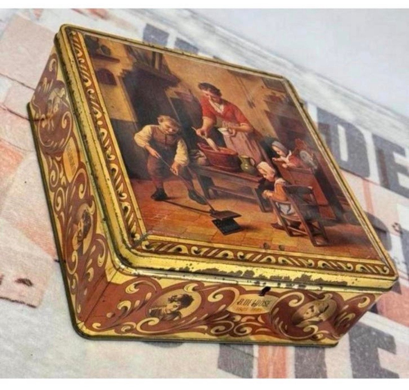 Oud Antiek Blik Demaret Chocola De Loose 1950 met slot, Verzamelen, Blikken, Ophalen of Verzenden, Zo goed als nieuw, Overige