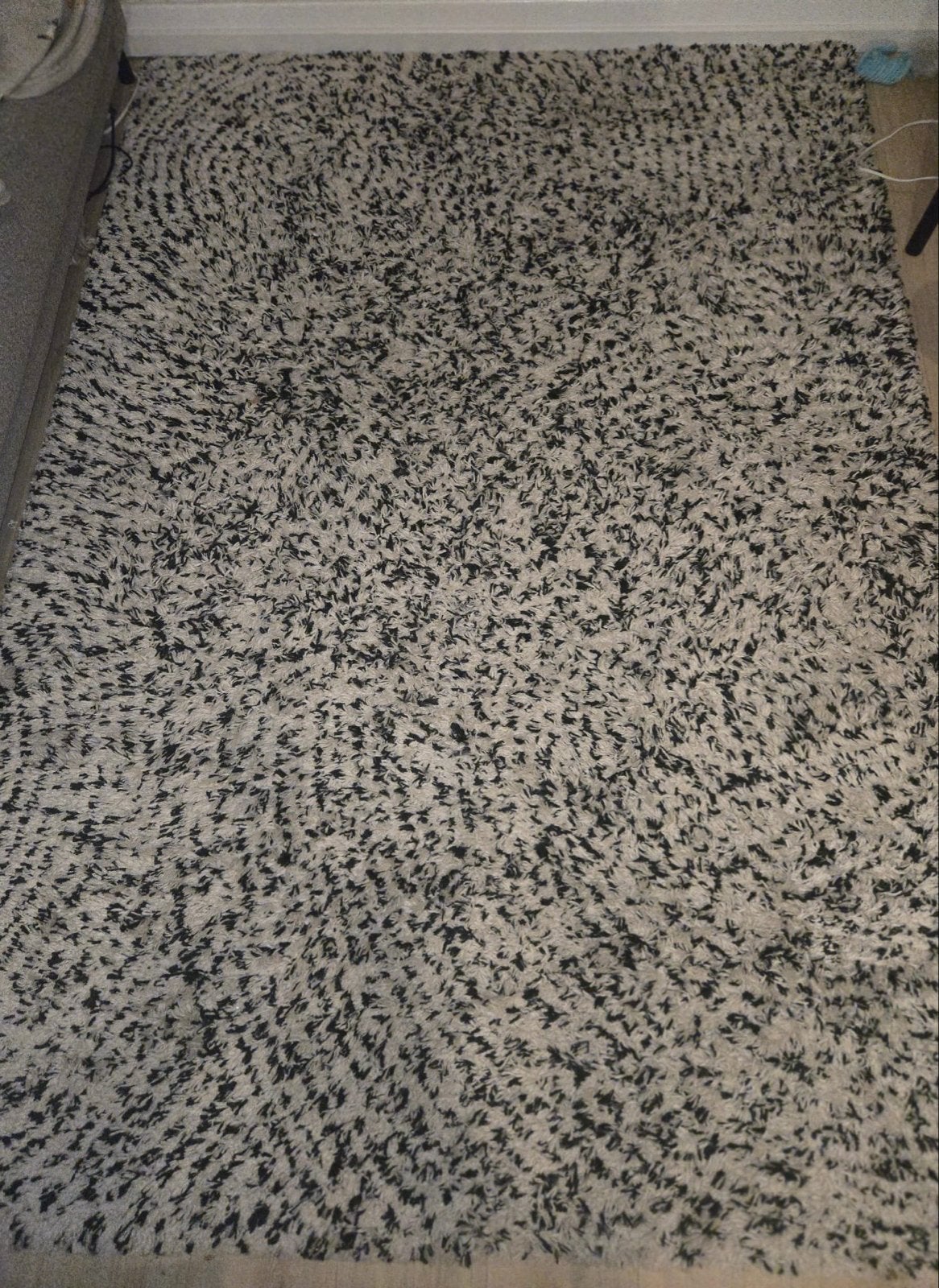 Zwart-wit hoogpolig vloerkleed Gamma, Ophalen, Gebruikt, Zwart, 150 tot 200 cm
