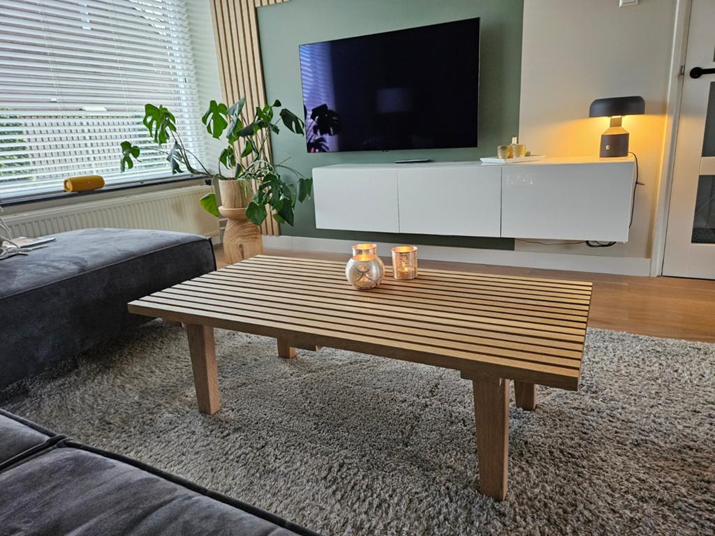Salontafel massief eiken 120x60x40 cm - Mat gelakt, Ophalen, 100 tot 150 cm, 50 tot 100 cm, Zo goed als nieuw