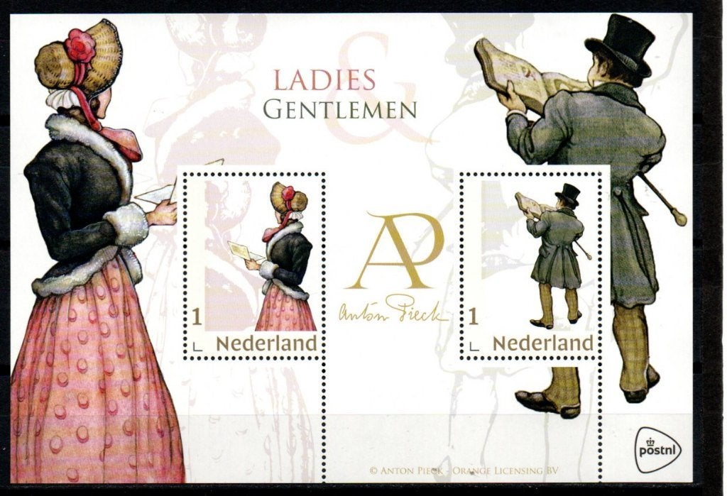 vel persoonlijke zegels pf anton pieck ladies & gentelmen, Ophalen of Verzenden, Na 1940, Postfris