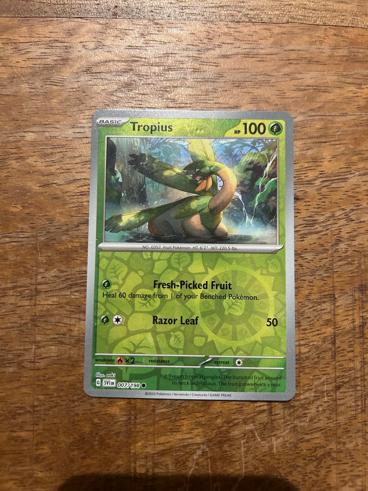 Tropius Pokémon Kaart - SV:LA 007/198, Ophalen of Verzenden, Zo goed als nieuw, Losse kaart