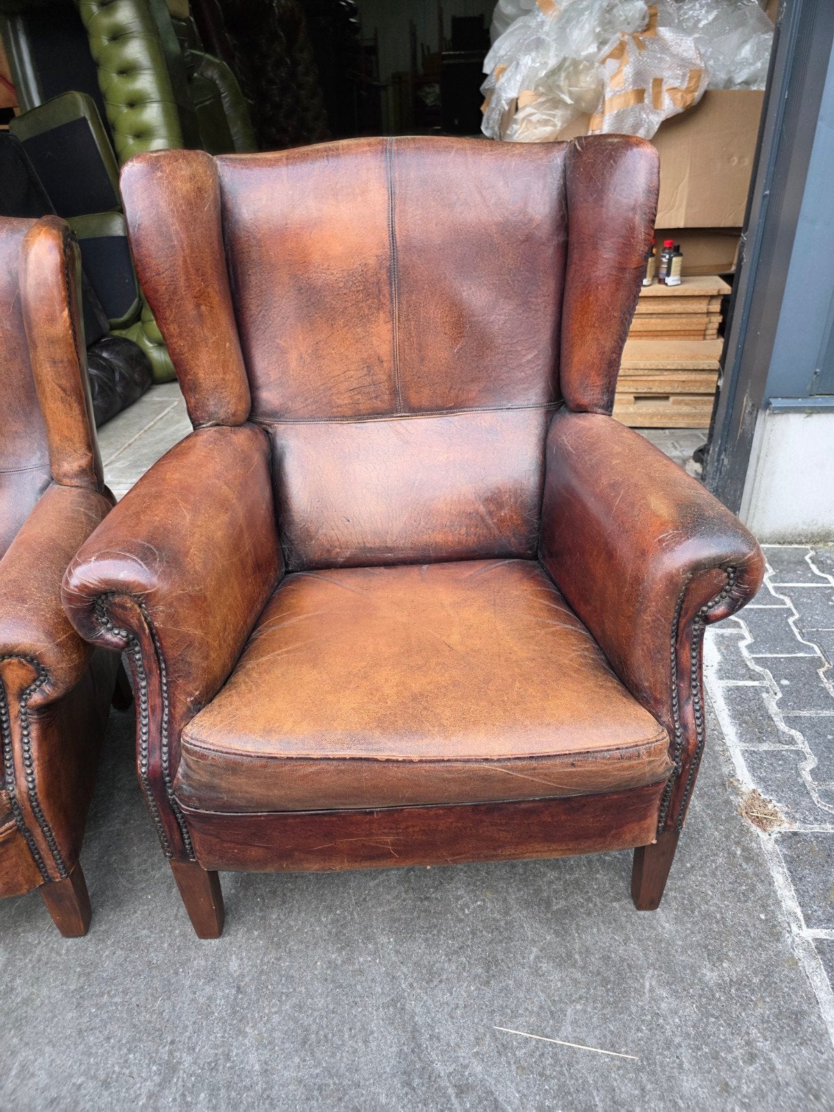 Set Schapenleren DNG oor fauteuils + BEZORGING GRATIS, Antiek en Kunst, Antiek | Meubels | Stoelen en Banken, Ophalen of Verzenden