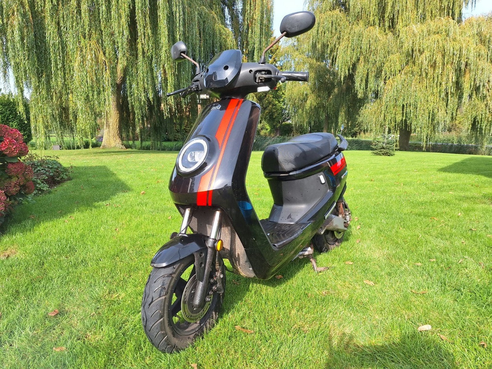 NIU Elektrische Scooter - Zwart met Rode Strepen, Ophalen, Gebruikt, Maximaal 45 km/u, Elektrisch