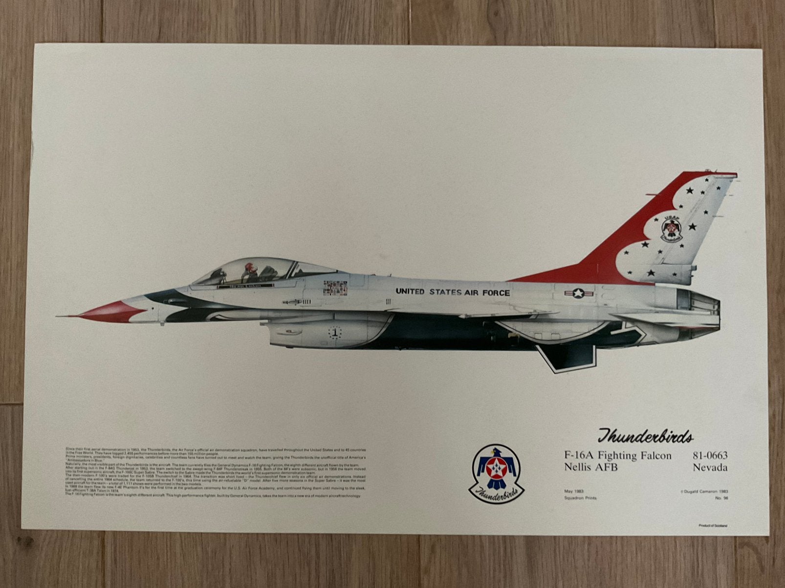 Prachtige afbeelding F-16 Thunderbirds, Verzamelen, Posters, Ophalen of Verzenden, Zo goed als nieuw, Overige onderwerpen