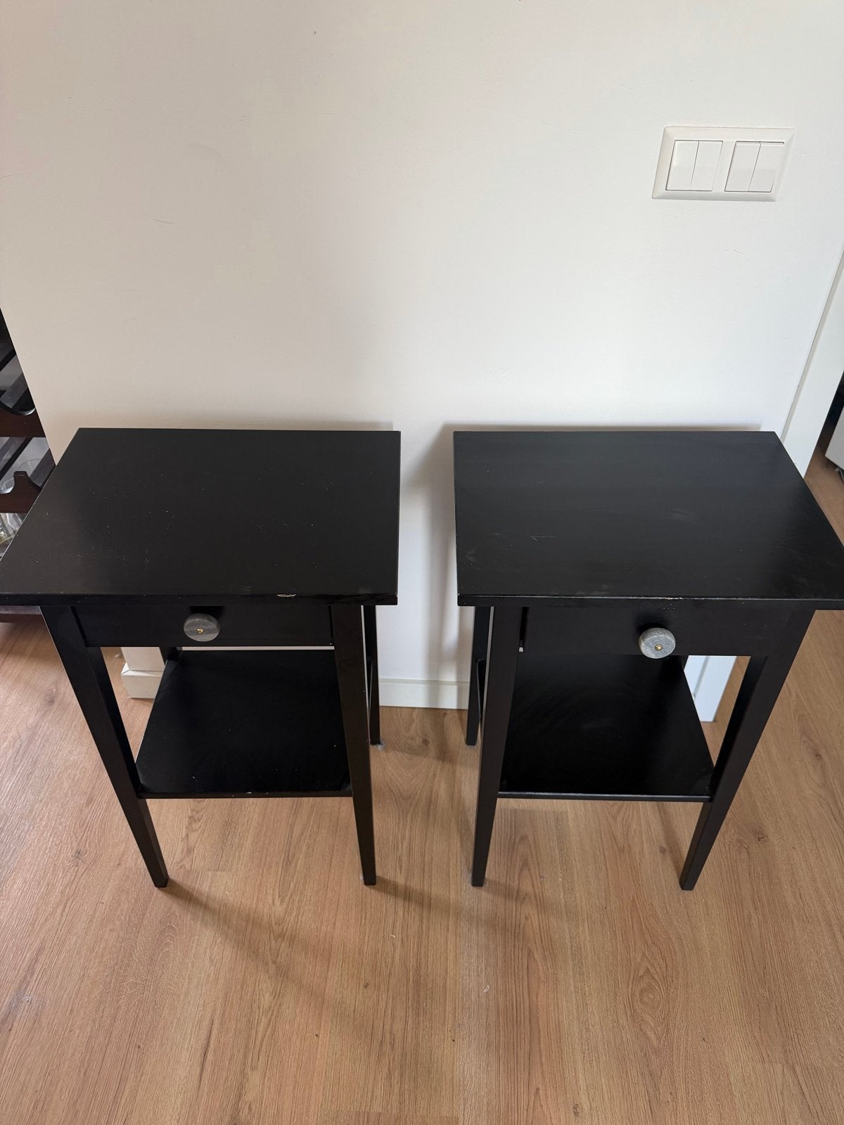 Set van 2 zwarte nachtkastjes, Ophalen, Gebruikt, Minder dan 45 cm, 55 tot 70 cm