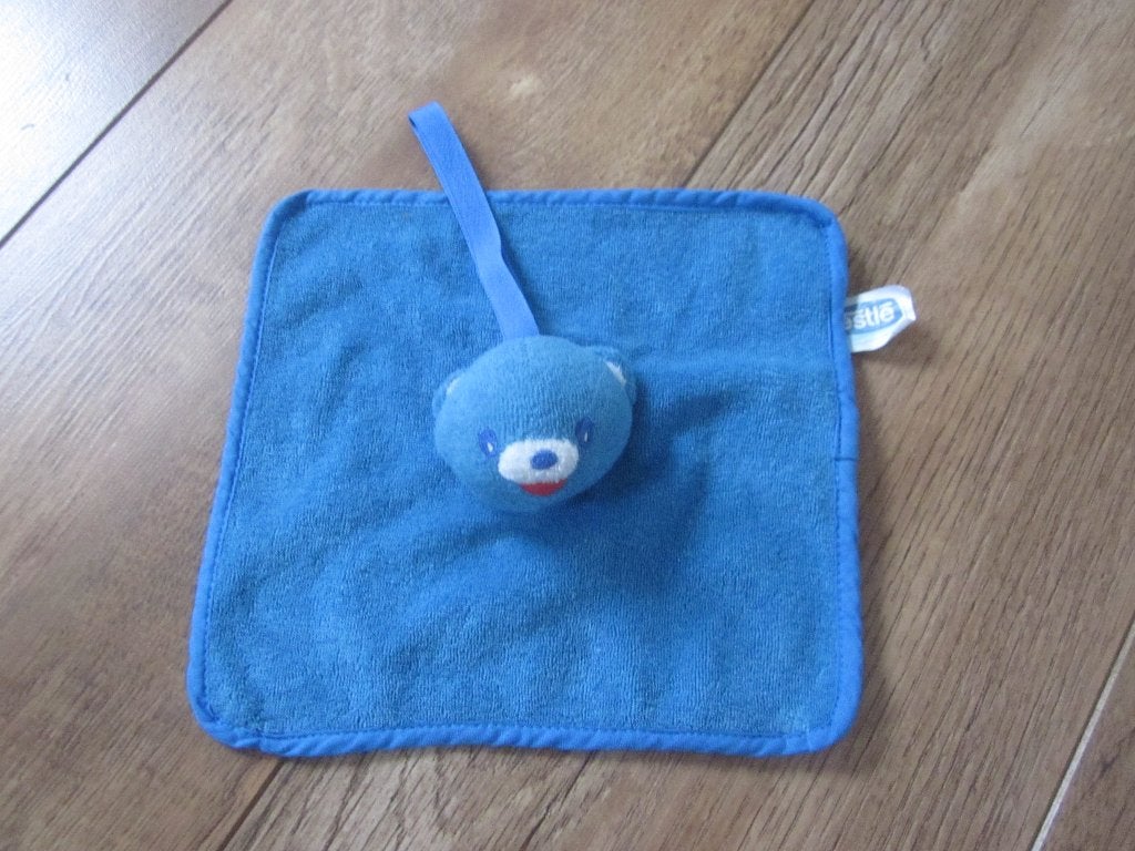 Nestlé blauw badstof knuffel - speendoek met beer Basje, Overige merken, Overige karakters, Beer, Blauw