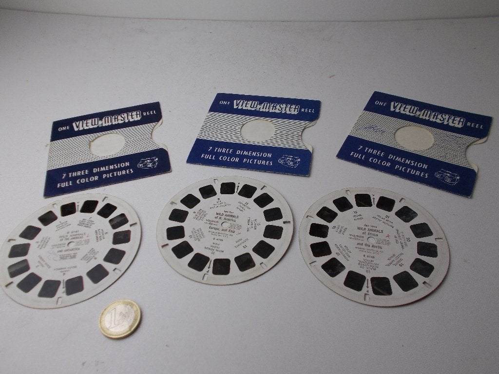 1958 VIEWMASTER REELS 3 x WILD ANIMALS., Ophalen of Verzenden