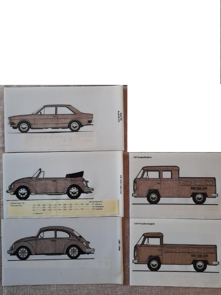 VW T2, Kever + Cabriolet, Audi 80 Lakstencils, Verzenden