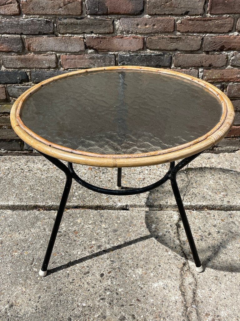 tafeltje Rohé Noordwolde midcentury vintage tafel bijzettafe, Minder dan 55 cm, Gebruikt, Metaal of Aluminium, Rond