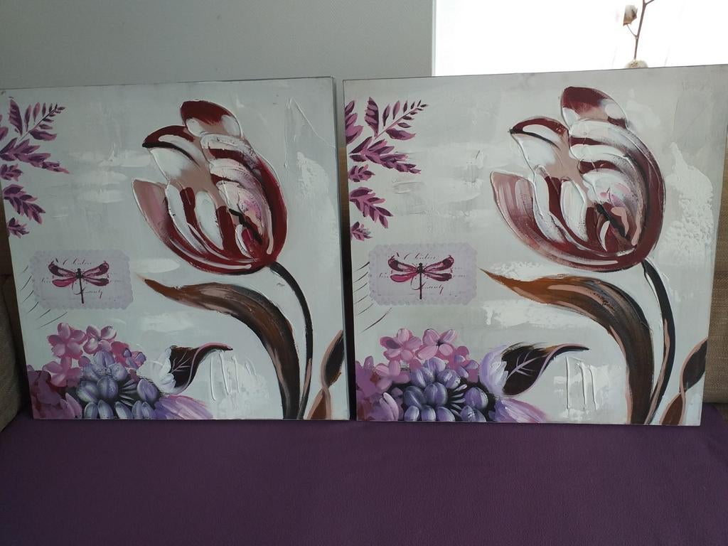 2 Canvas schilderijen 58 X 58 cm, Ophalen