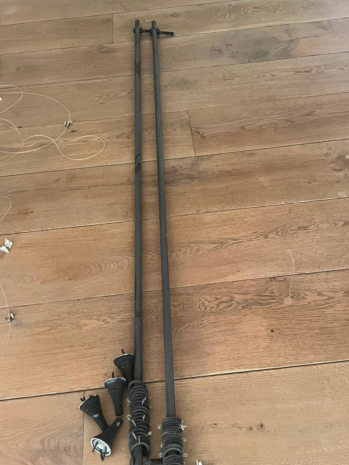 Gordijnrails: Chroom (362cm, 380cm) en Bruin (2x 210cm), Ophalen, Gebruikt, Bruin, Metaal