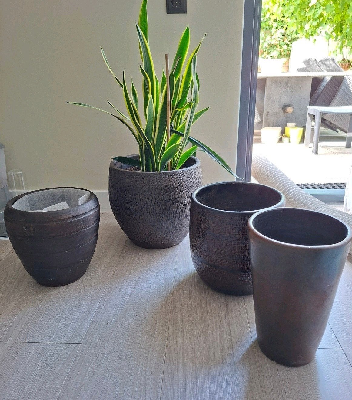 Groene kamerplant Grote bloempotten, plantpotten,, Tuin en Terras, Ophalen, Kunststof, 40 cm of meer, Rond