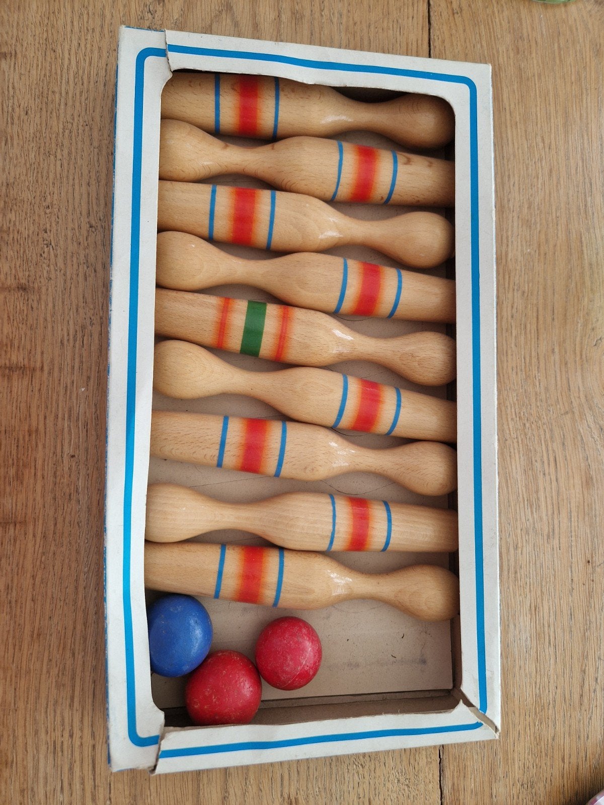 Mooi vintage houten kegelspel - Alle Neune, Graslitzer, Antiek en Kunst, Antiek | Speelgoed, Ophalen of Verzenden