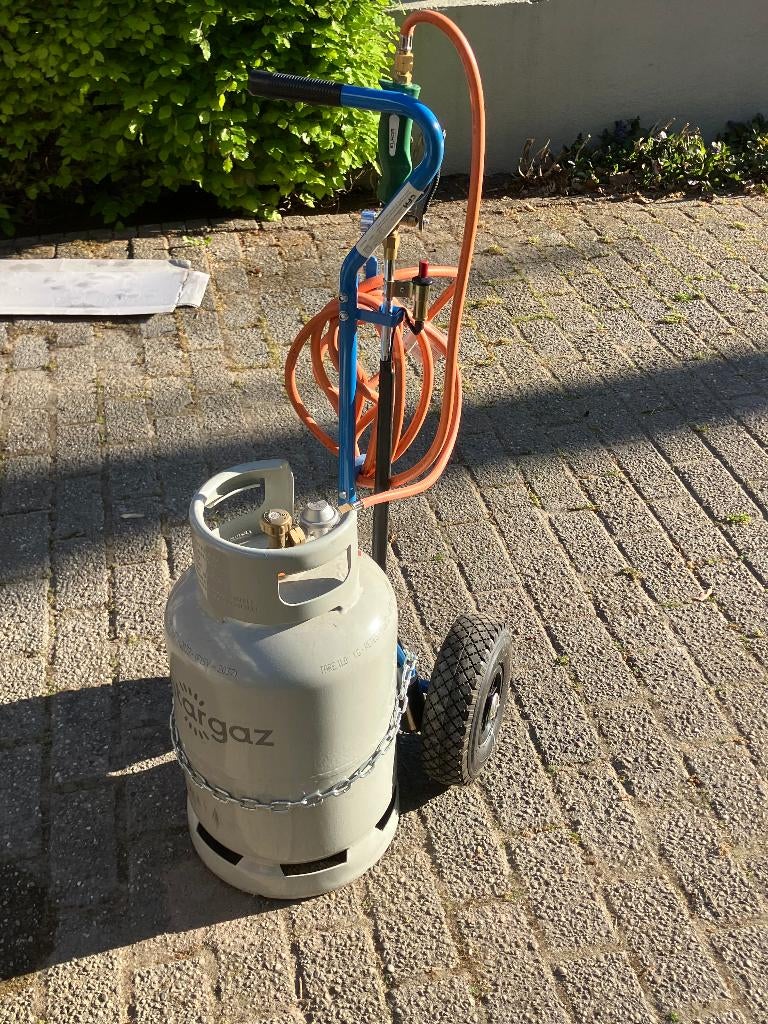 onkruidbrander met trolley en gasfles, Ophalen, Zo goed als nieuw