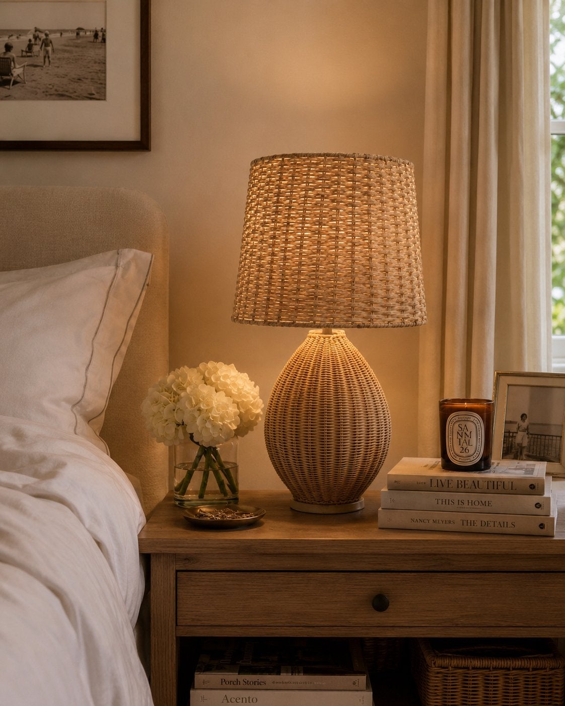 Rieten lampen, 58 cm, Ophalen, Beige, Sfeerlamp