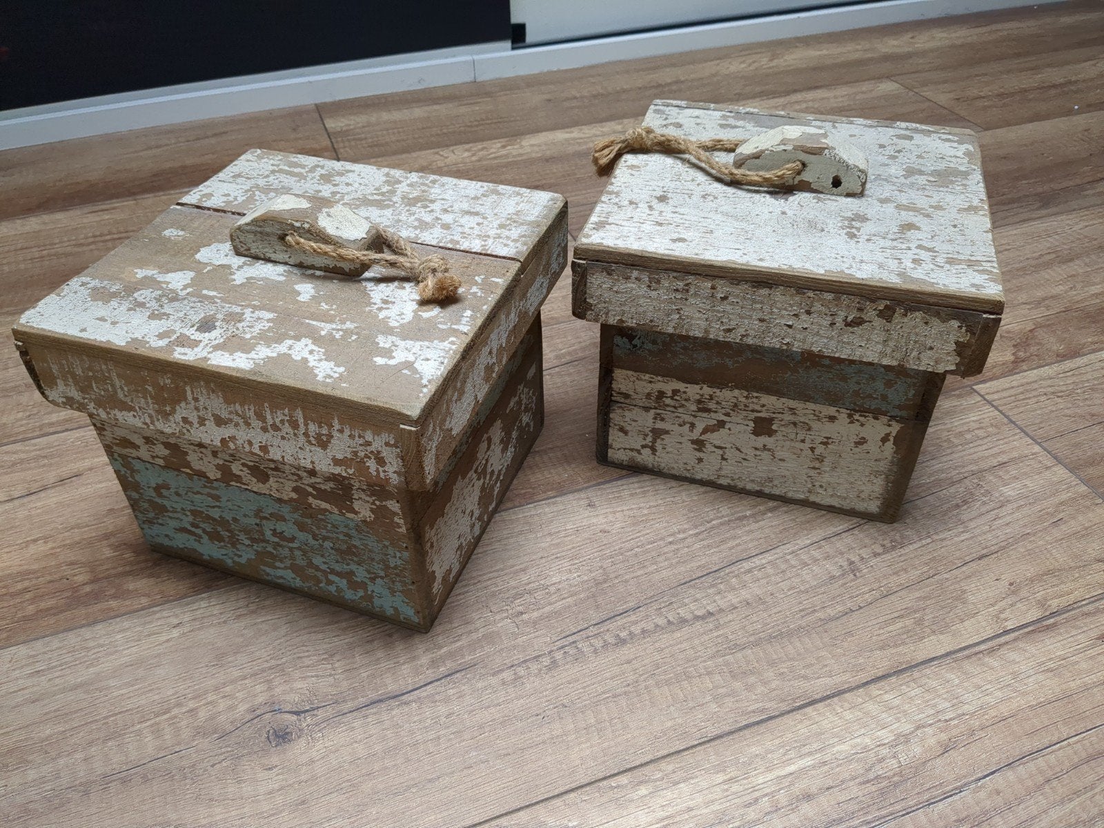 Decoratieve houten kistjes met verweerde look (2 stuks), Ophalen