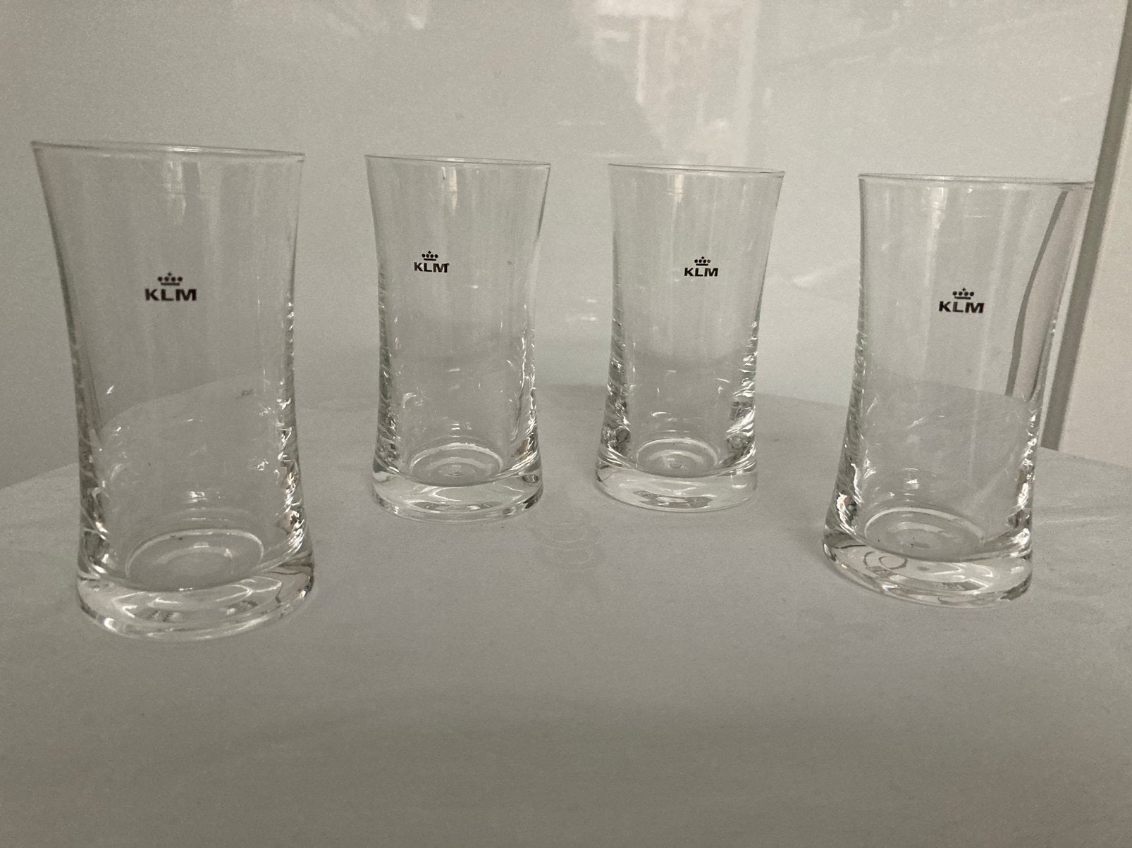 SET VAN 4 KLM jus d’orange/ longdrink glazen, Verzamelen, Glas en Borrelglaasjes, Ophalen of Verzenden, Zo goed als nieuw, Frisdrankglas