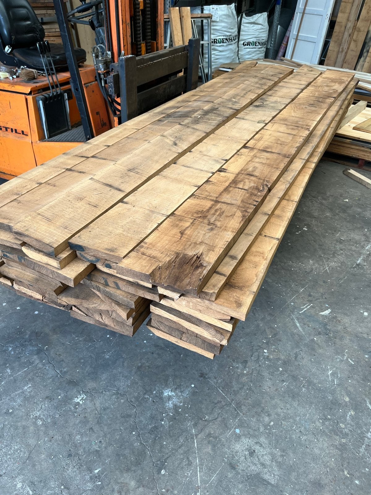 Licht Gestoomd Essen Hout - 1m³ - Lengte 310 cm, Doe-het-zelf en Verbouw, Hout en Planken, Ophalen, Gebruikt, 25 tot 50 mm, Plank