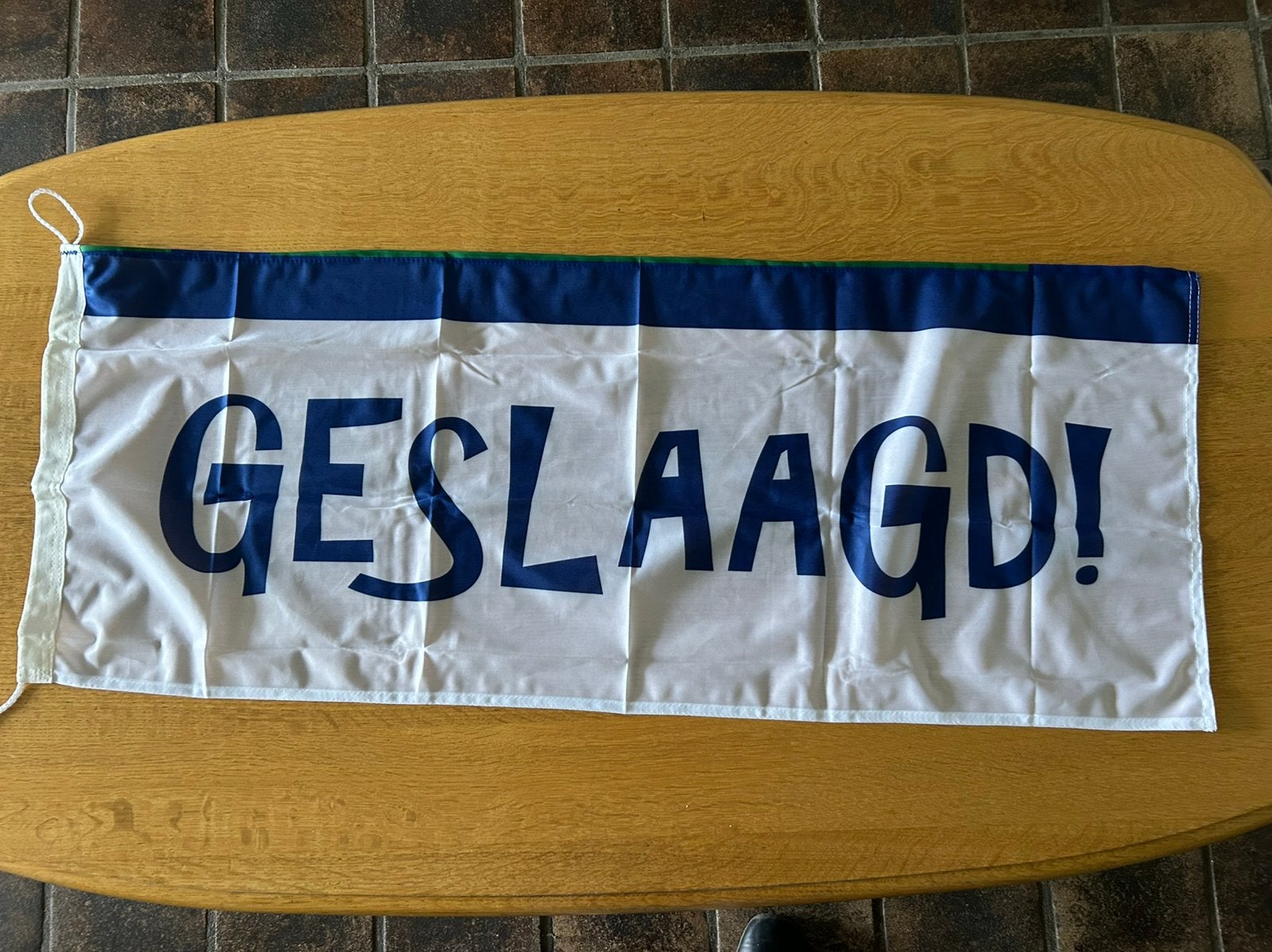 Vlag Geslaagd blauw met wit, Ophalen of Verzenden, Zo goed als nieuw