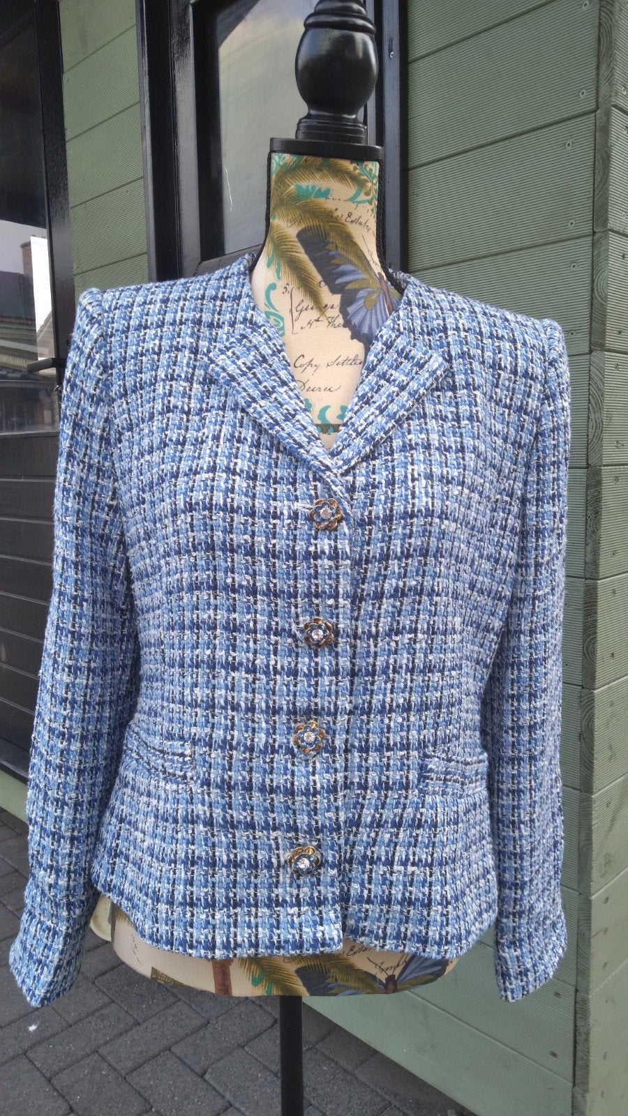 Zara blazer jasje tweed met strass knopen L, Zara, Maat 42/44 (L), Nieuw, Jasje