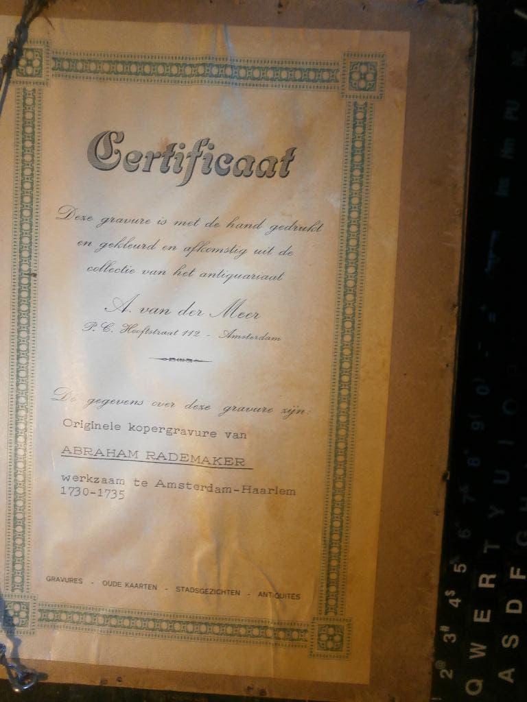 In lijstje gravure van Gorkum met Certificaat, Ophalen of Verzenden, Gravure