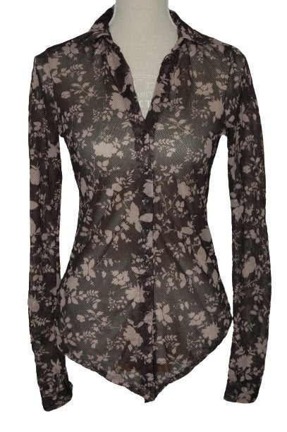 Chipie de Ville retro blouse, taupe/bruin, Mt. M, Maat 38/40 (M), Chipie de Ville, Zo goed als nieuw, Meerkleurig