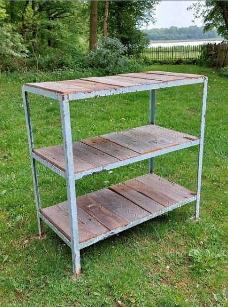 Oud Vintage Industrieel Rek Wandkast Wandrek Kast, Ophalen of Verzenden, N, T, V