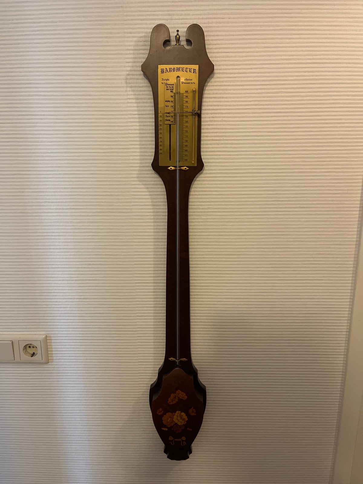 Echte Kwik Barometer met Houten Inlegwerk, Audio, Tv en Foto, Weerstations en Barometers, Ophalen, Gebruikt, Barometer