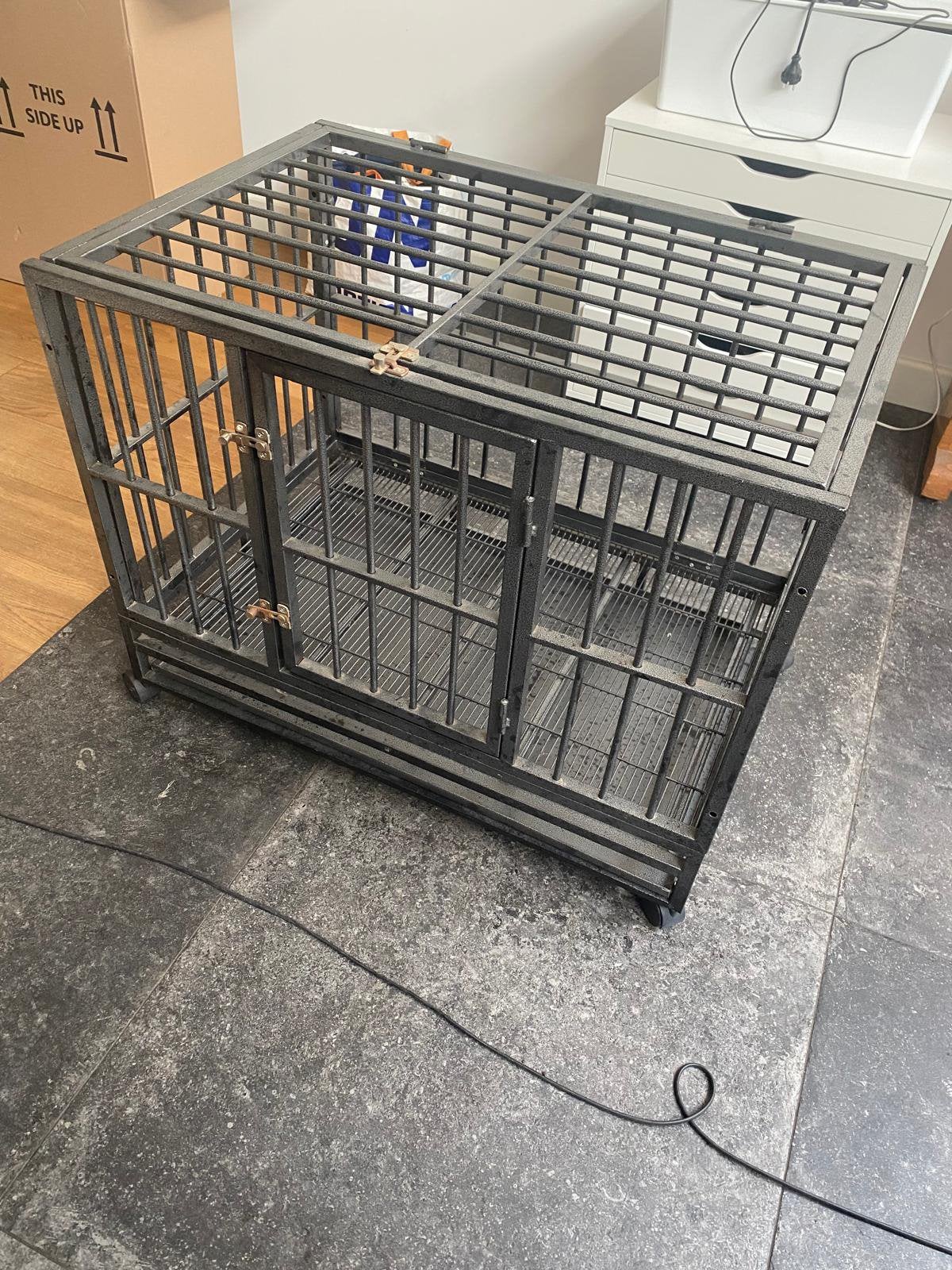 Hondenbench met wielen 102x72x85 cm staal, Ophalen, Zo goed als nieuw