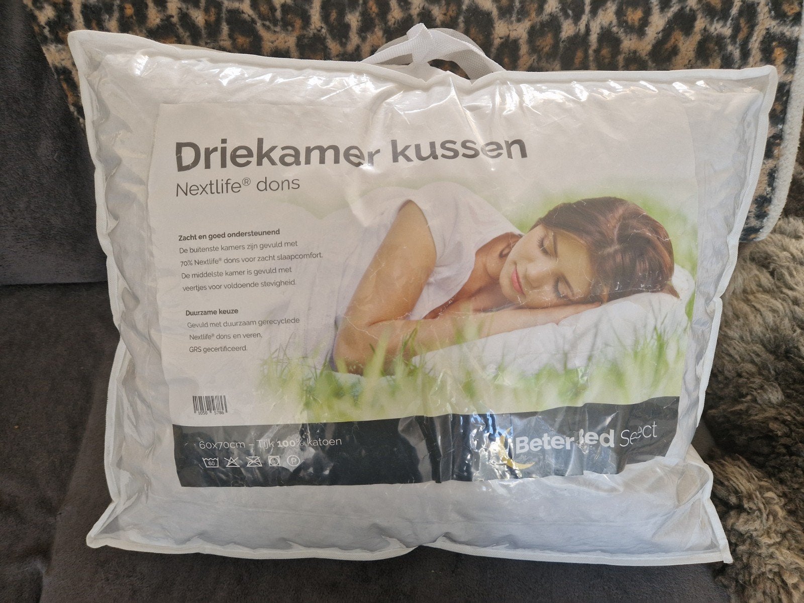 Nieuw Beter Bed Select Driekamer Nextlife dons kussen, Eenpersoons, Wit, Nieuw, Dons en Veren
