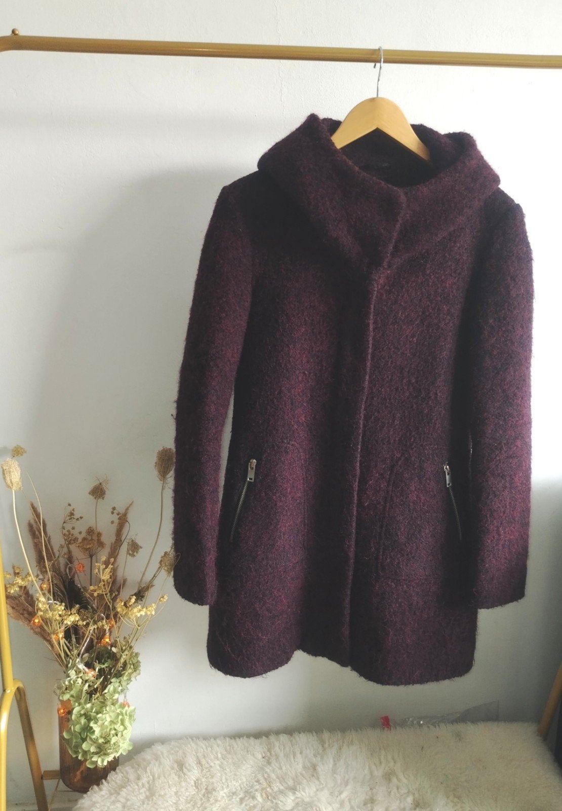 Prachtig Wollen Jas Maat 38/40 (M) paars Bordeaux, Kleding | Dames, Maat 38/40 (M), Ophalen of Verzenden, Zo goed als nieuw, C&A