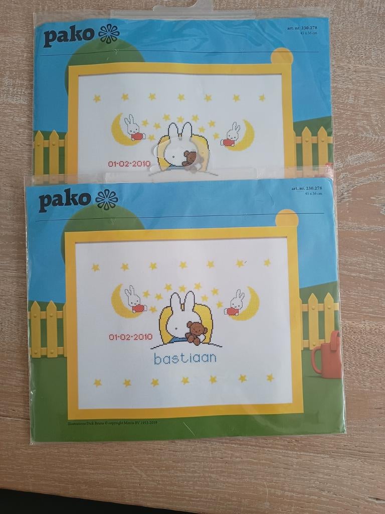 2 nieuwe Nijntje geboorte borduurpakketten, Ophalen of Verzenden, Nieuw, Borduurpakket