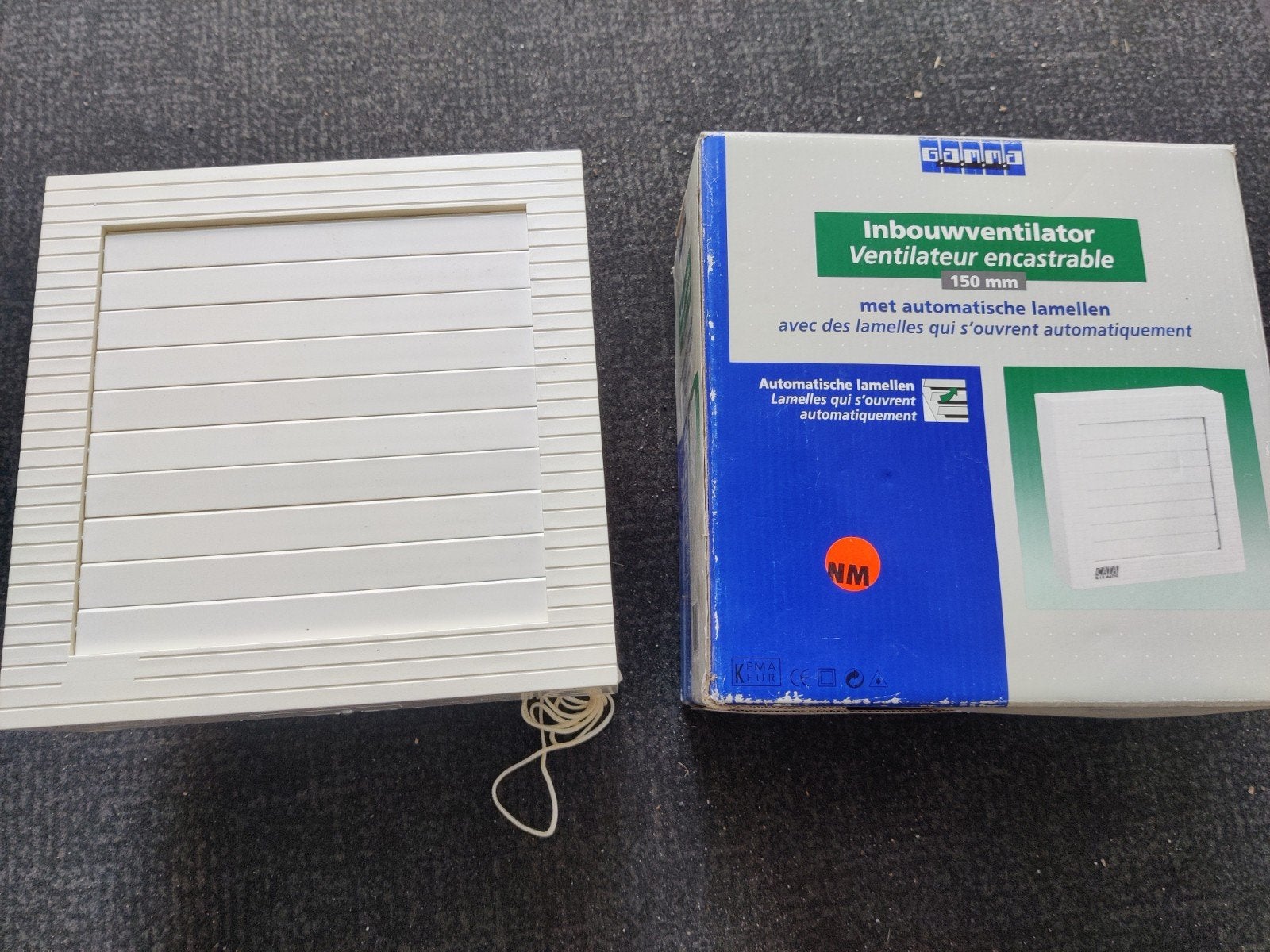 Inbouwventilator 150mm wit met automatische lamellen, Doe-het-zelf en Verbouw, Ophalen of Verzenden, Nieuw, Ventilator
