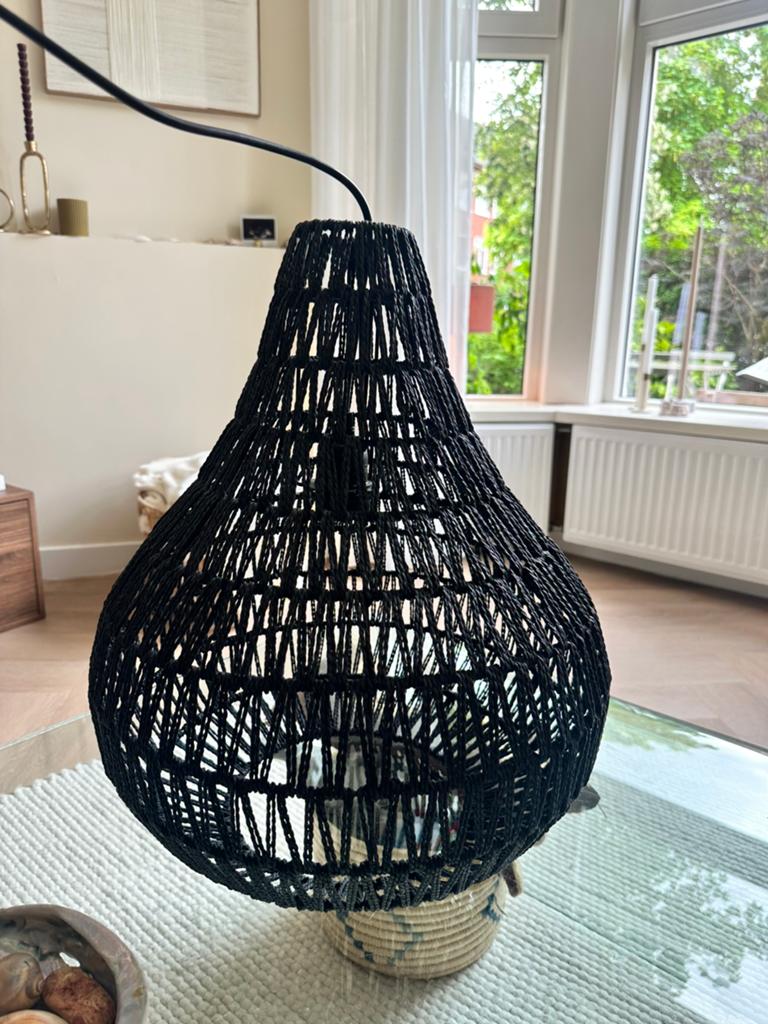 Hanglamp riet zwart, Huis en Inrichting, Lampen | Hanglampen, Ophalen, Nieuw, Minder dan 50 cm