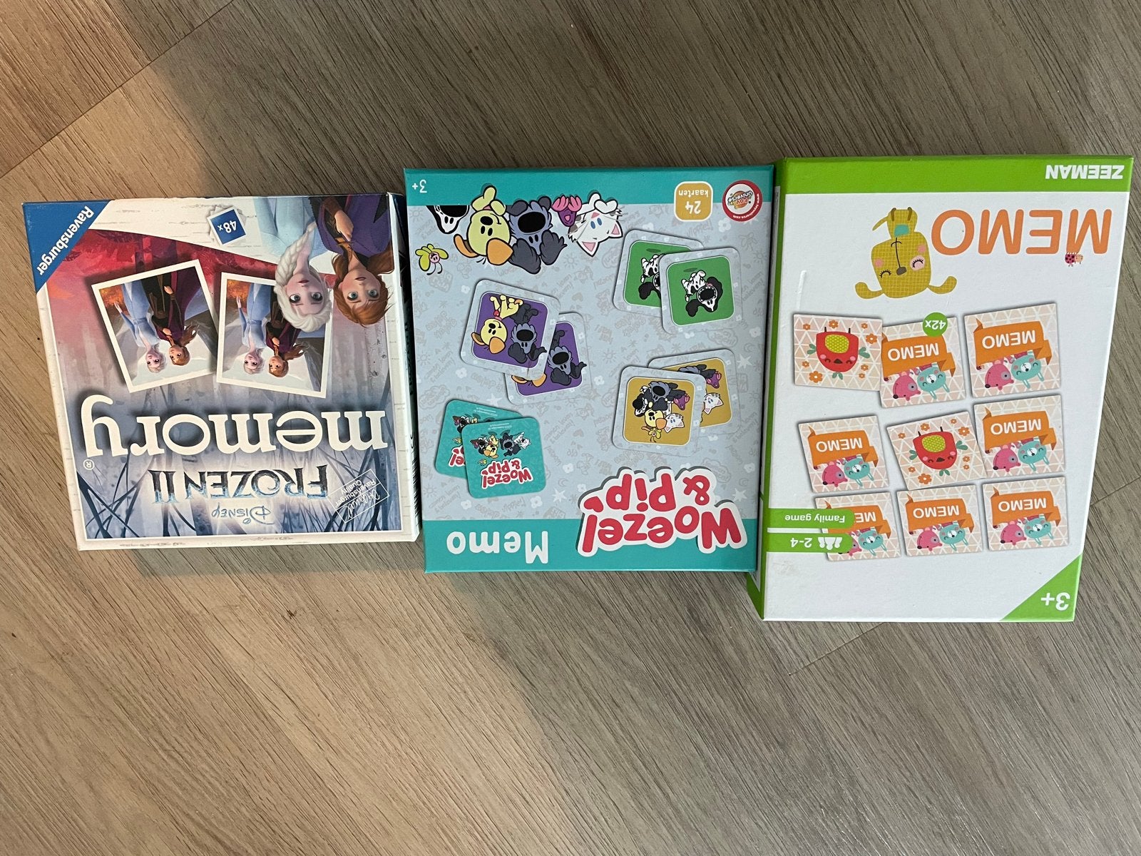 3 leuke memo spellen: Disney Frozen II, Woezel & Pip, Zeeman, Drie of vier spelers, Ophalen of Verzenden, Gebruikt