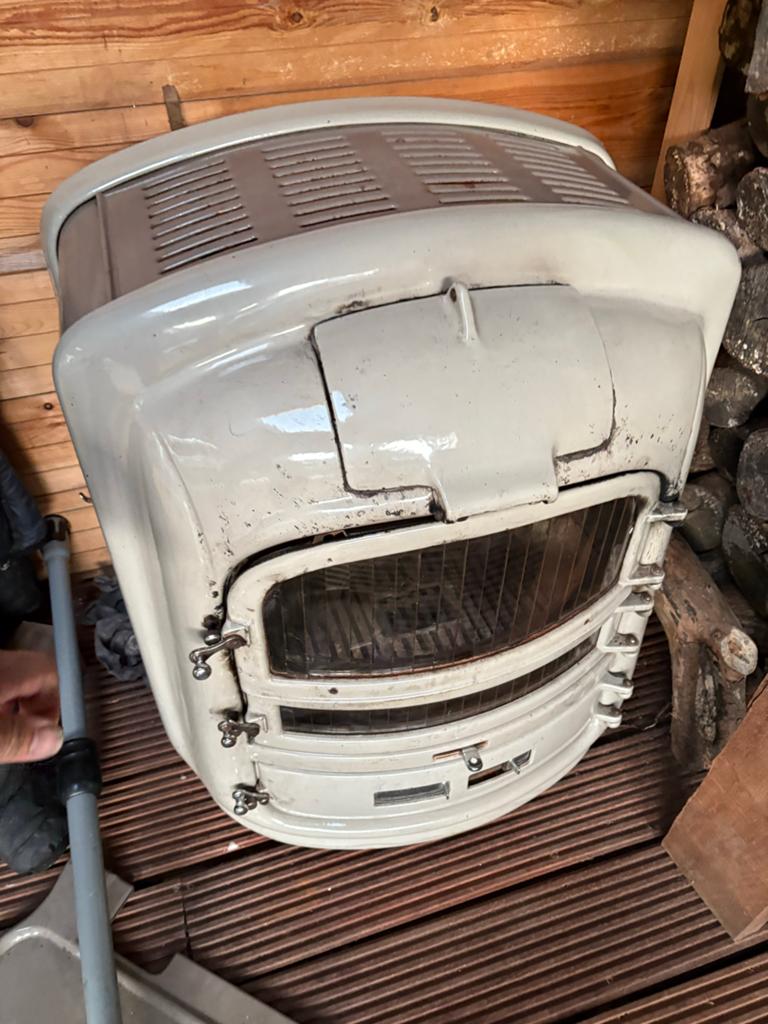Houtkachel retro met dubbelwandige RVS pijp, Ophalen, Gebruikt, Vrijstaande haard, Houthaard
