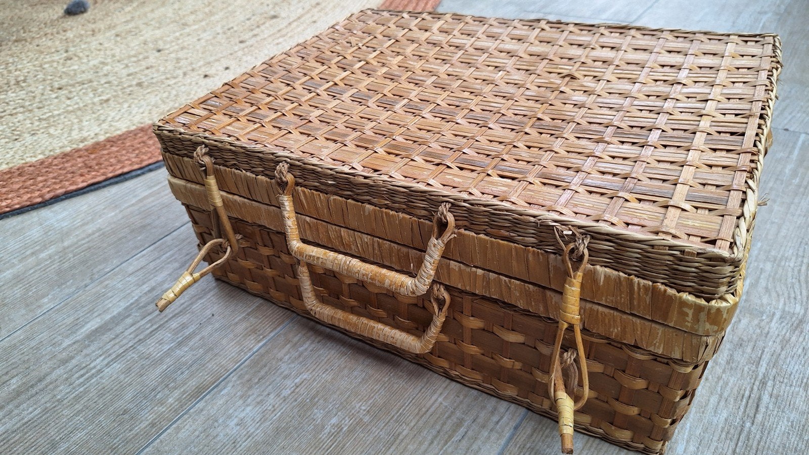 Vintage rieten koffer 40x30x15 cm, Overige materialen, Minder dan 50 cm, Gebruikt, Minder dan 50 cm