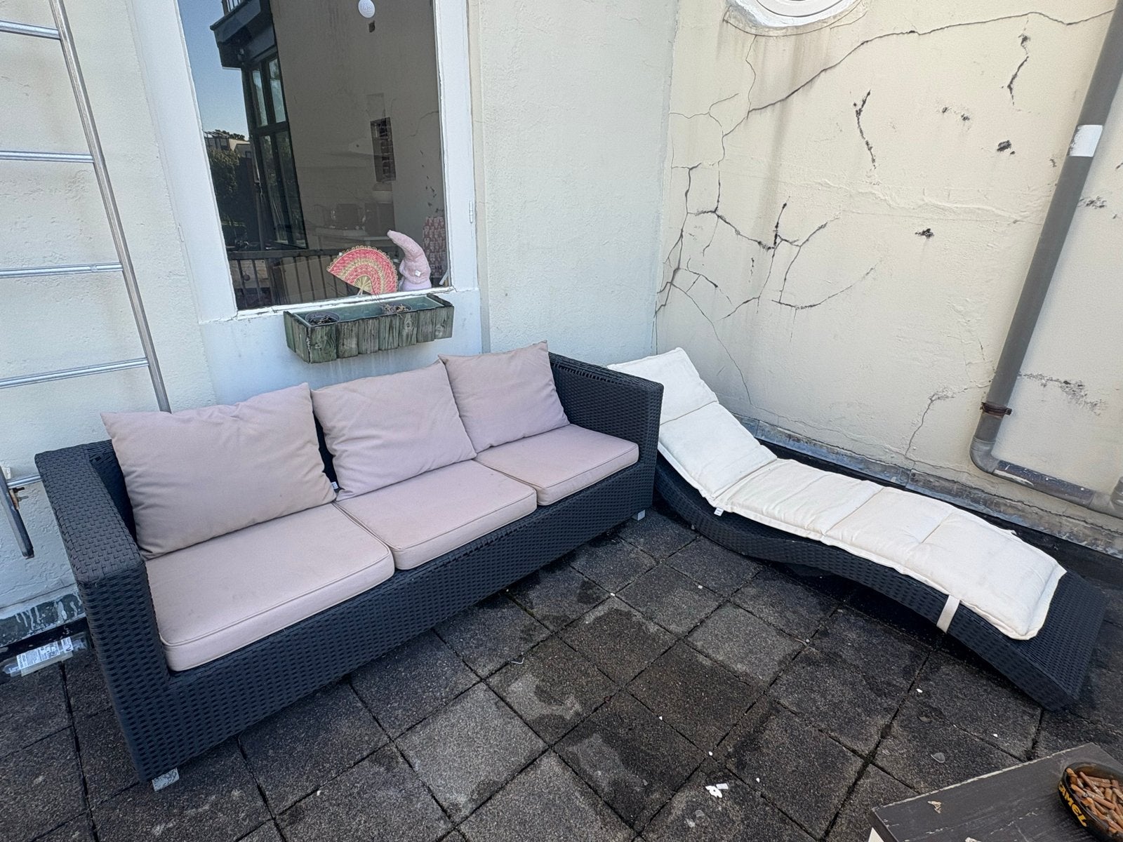 loungeset met ligbed - perfect voor terras, Tuin en Terras, Tuinsets en Loungesets, Gebruikt, 3 zitplaatsen, Ophalen of Verzenden