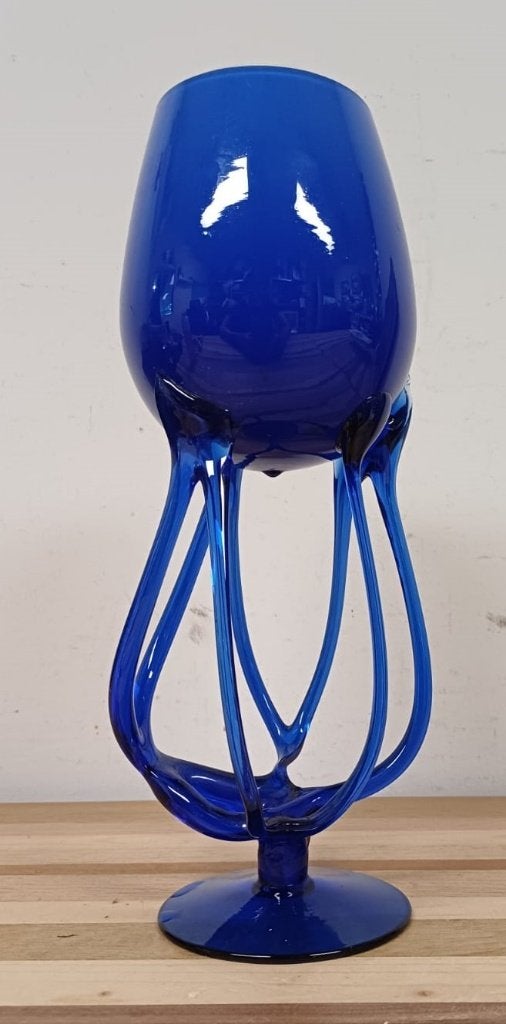Mooie kobaltblauwe vaas - octopus - Jozefina Krosno stijl, Ophalen of Verzenden