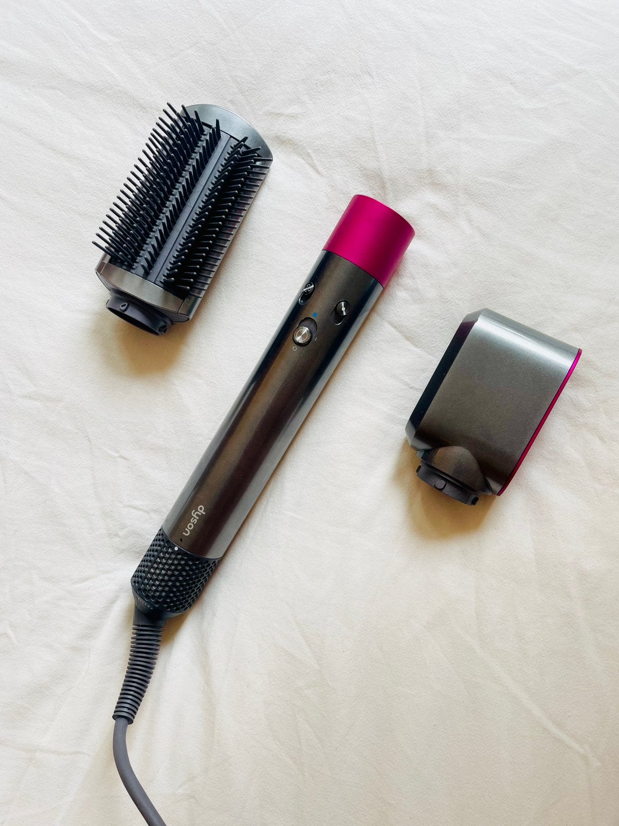 Dyson Airwrap Nickel/Fuchsia + 2 opzetstukken, Ophalen of Verzenden, Zo goed als nieuw, Haarverzorging