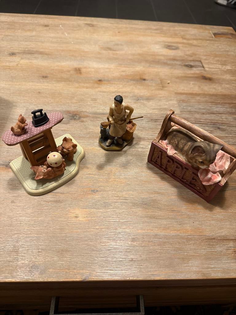 Vintage Kattenbeeldjes Set, Antiek en Kunst, Kunst | Beelden en Houtsnijwerken, Ophalen of Verzenden