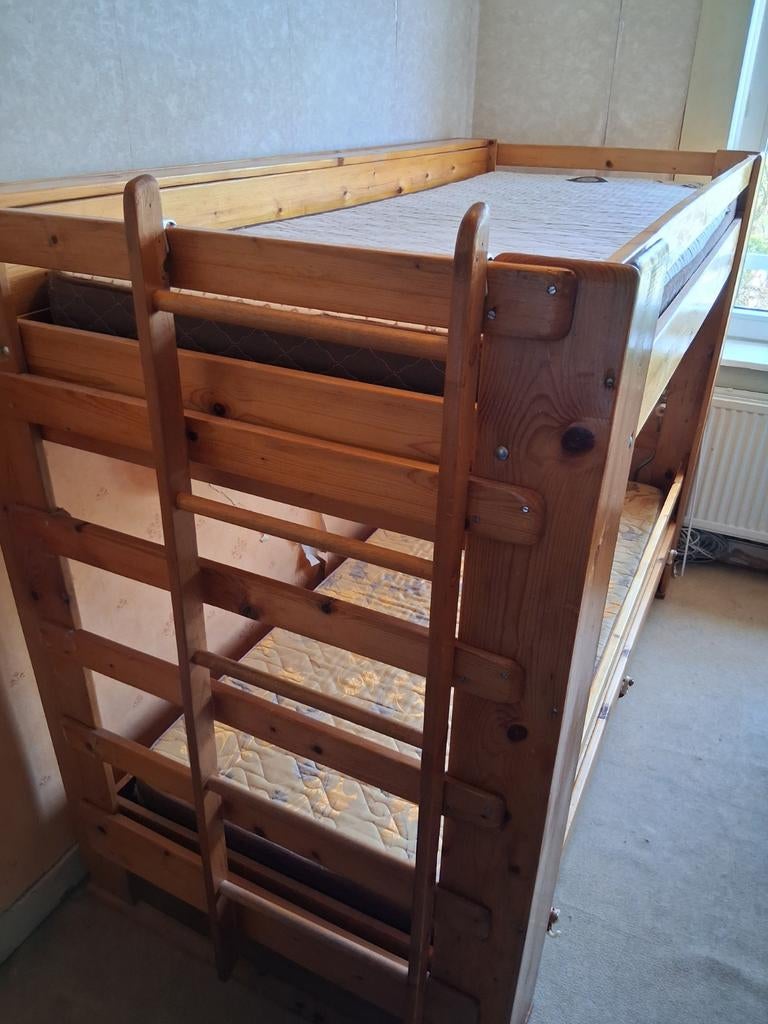 Houten stapelbed 190x80, Ophalen, Gebruikt, 90 cm, Tweepersoons
