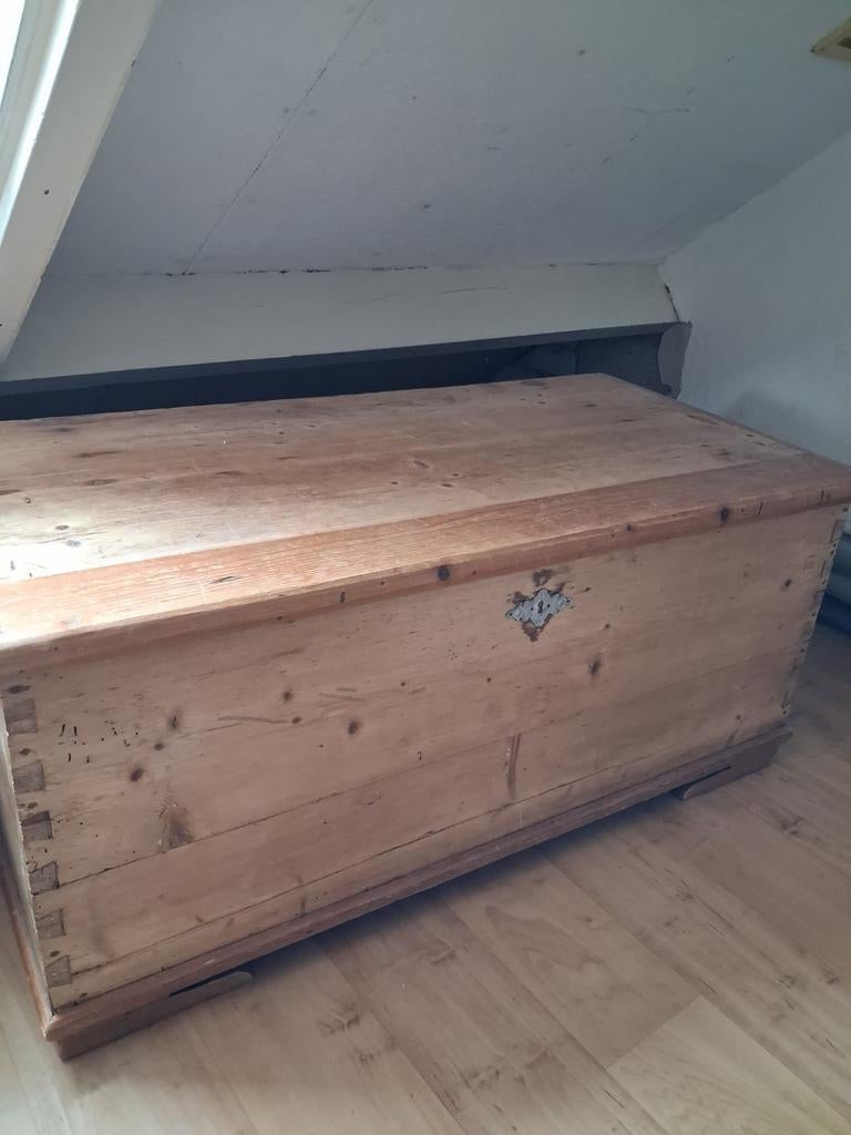 Grenen dekenkist, Ophalen, Gebruikt, 100 tot 150 cm, 50 tot 75 cm