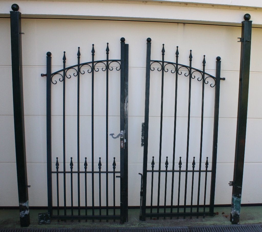 IJzeren tuinhek met poort circa 5m breed, Tuin en Terras, Ophalen, Met poort, Gebruikt, Tuinhek
